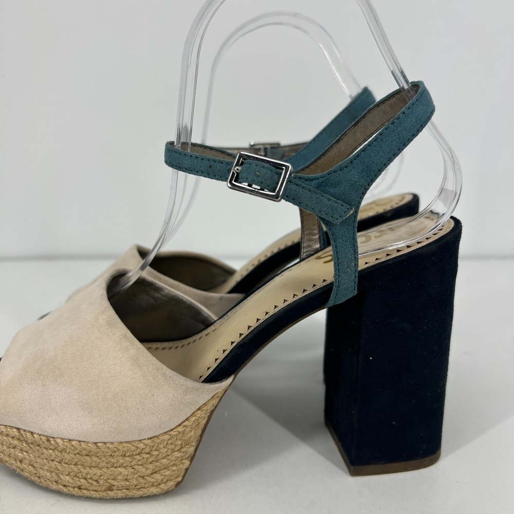 Circus by Sam Edelman Nakita Block Heel Platform Sandals Womens 8 M Blue Cream - Picture 2 of 10